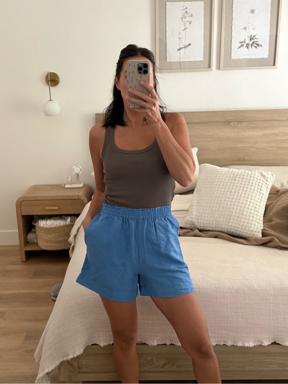 H&M Sky Blue High-Waist Elastic Shorts